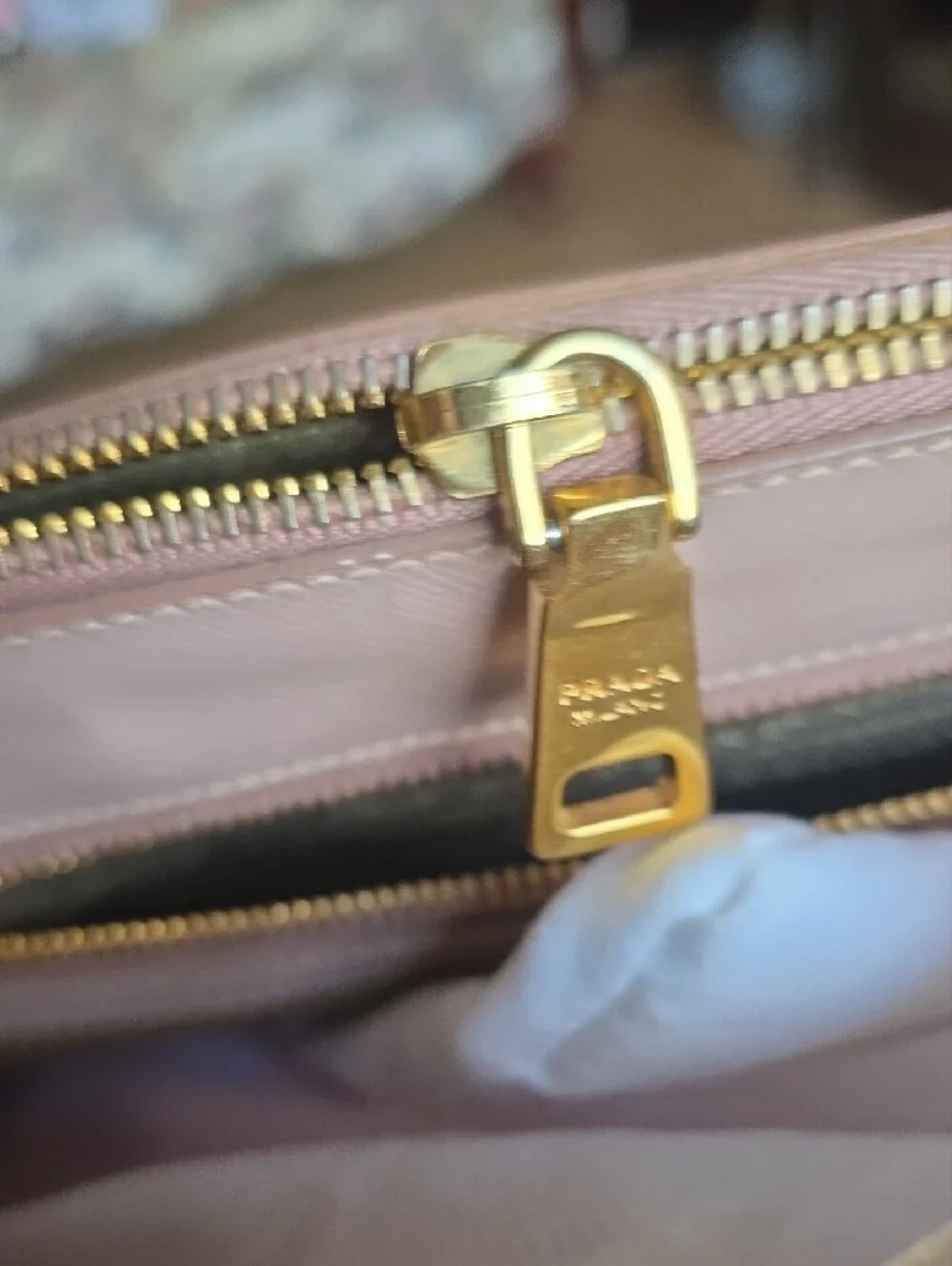 Prada Leather Tote in Pale Pink with Gold Hardware - Picture 12 of 16